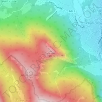 Carte topographique Grünstein, altitude, relief