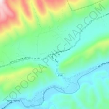 Carte topographique Brumley Gap, altitude, relief