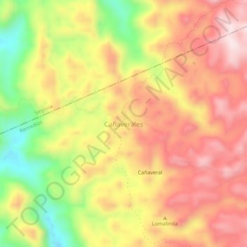 Carte topographique Cañaverales, altitude, relief