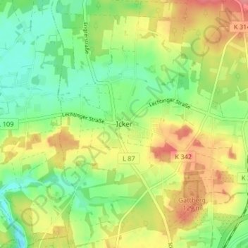Carte topographique Icker, altitude, relief