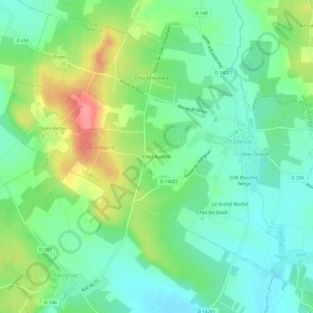 Carte topographique Chez Audoin, altitude, relief