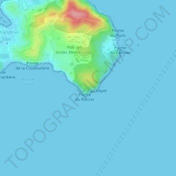 Carte topographique Phare du Cap Cépet, altitude, relief