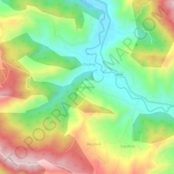 Carte topographique Karabey, altitude, relief