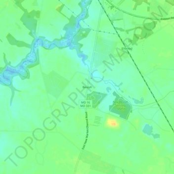 Carte topographique Beulah, altitude, relief