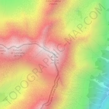 Carte topographique Monte Torena, altitude, relief