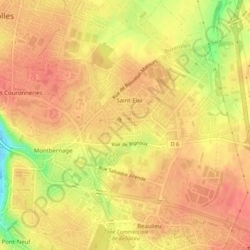 Carte topographique Chiron, altitude, relief