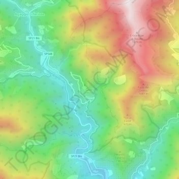 Carte topographique Glori, altitude, relief