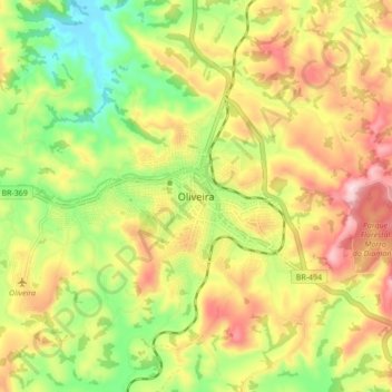 Carte topographique Oliveira, altitude, relief