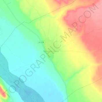 Carte topographique Belver de Cinca, altitude, relief