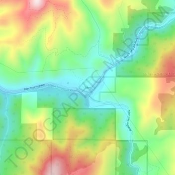 Carte topographique Tiller, altitude, relief