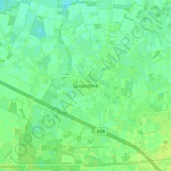 Carte topographique Spoordonk, altitude, relief