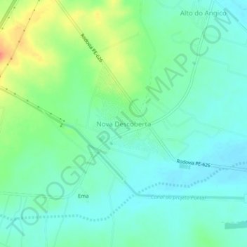 Carte topographique Nova Descoberta, altitude, relief