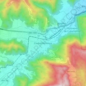 Carte topographique Ciudad Mendoza, altitude, relief