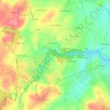 Carte topographique La Perche, altitude, relief