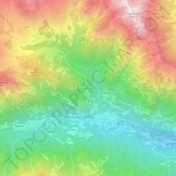 Carte topographique Inversigni, altitude, relief