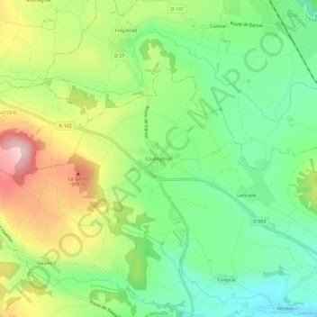 Carte topographique Coubladour, altitude, relief
