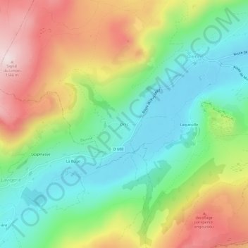 Carte topographique Drils, altitude, relief