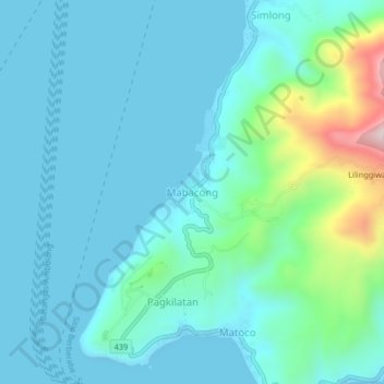 Carte topographique Mabacong, altitude, relief