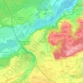 Carte topographique Thalhausen, altitude, relief