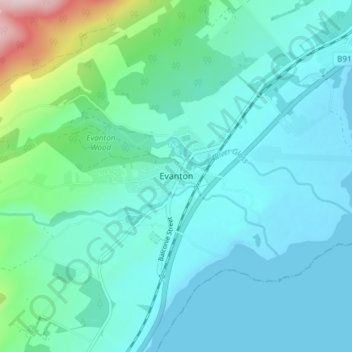 Carte topographique Evanton, altitude, relief