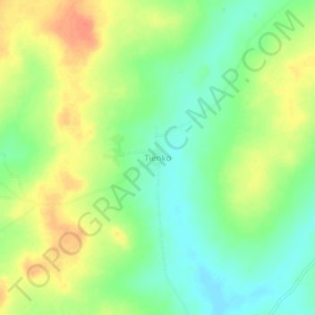 Carte topographique Tienko, altitude, relief
