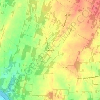 Carte topographique Downsville, altitude, relief