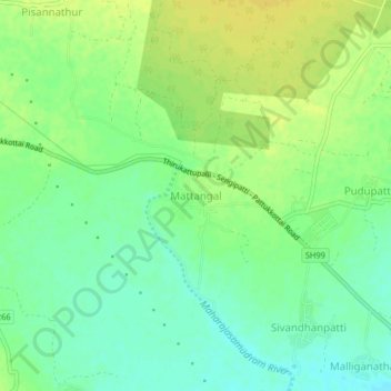 Carte topographique Mattangal, altitude, relief