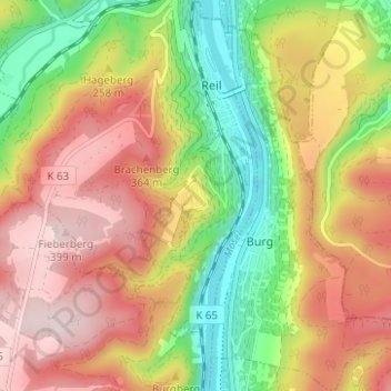 Carte topographique Heisser Stein, altitude, relief