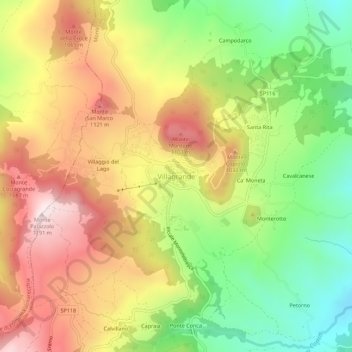 Carte topographique Villagrande, altitude, relief