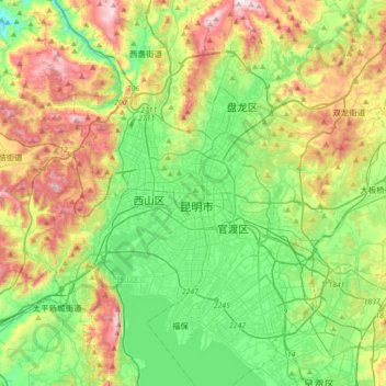 Carte topographique Wuhua, altitude, relief