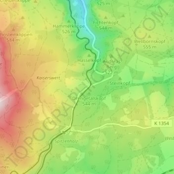 Carte topographique Drei Annen, altitude, relief