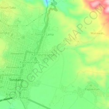 Carte topographique Wulauan, altitude, relief