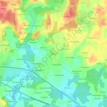 Carte topographique Tréauray, altitude, relief