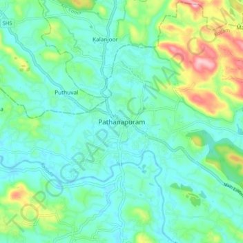 Carte topographique Pathanapuram, altitude, relief