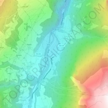 Carte topographique Zillis, altitude, relief
