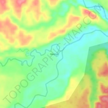 Carte topographique Mashia, altitude, relief