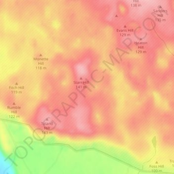 Carte topographique Argonne Forest, altitude, relief