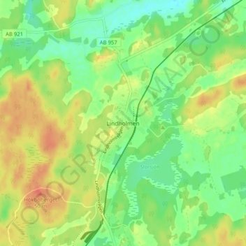 Carte topographique Lindholmen, altitude, relief