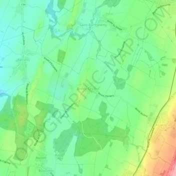 Carte topographique Bioley-Orjulaz, altitude, relief