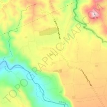Carte topographique Gango, altitude, relief