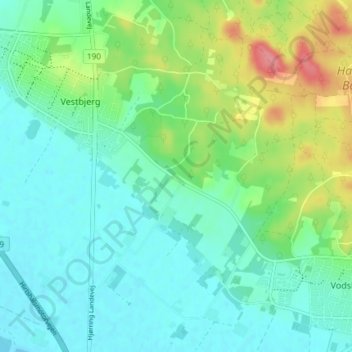Carte topographique Hedestederne, altitude, relief