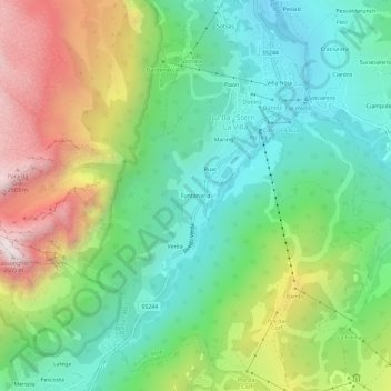 Carte topographique Funtanacia, altitude, relief