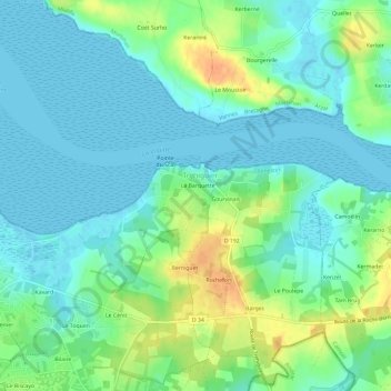 Carte topographique Kerlochet, altitude, relief