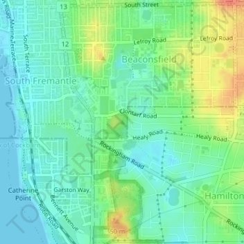 Carte topographique Clontarf Hill, altitude, relief