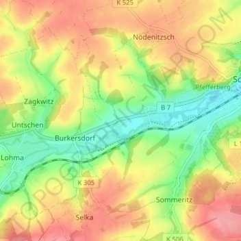 Carte topographique Steinsdorf, altitude, relief