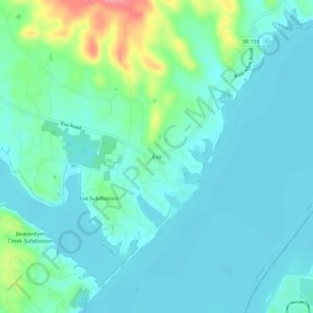 Carte topographique Eva, altitude, relief