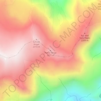 Carte topographique Perce-Neige, altitude, relief
