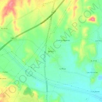 Carte topographique Burjulú, altitude, relief