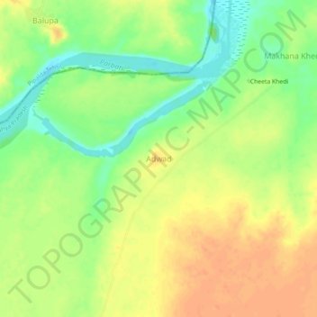 Carte topographique Adwad, altitude, relief