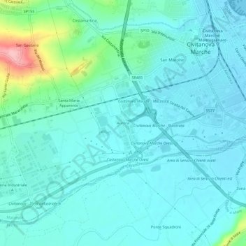 Carte topographique Aurora, altitude, relief